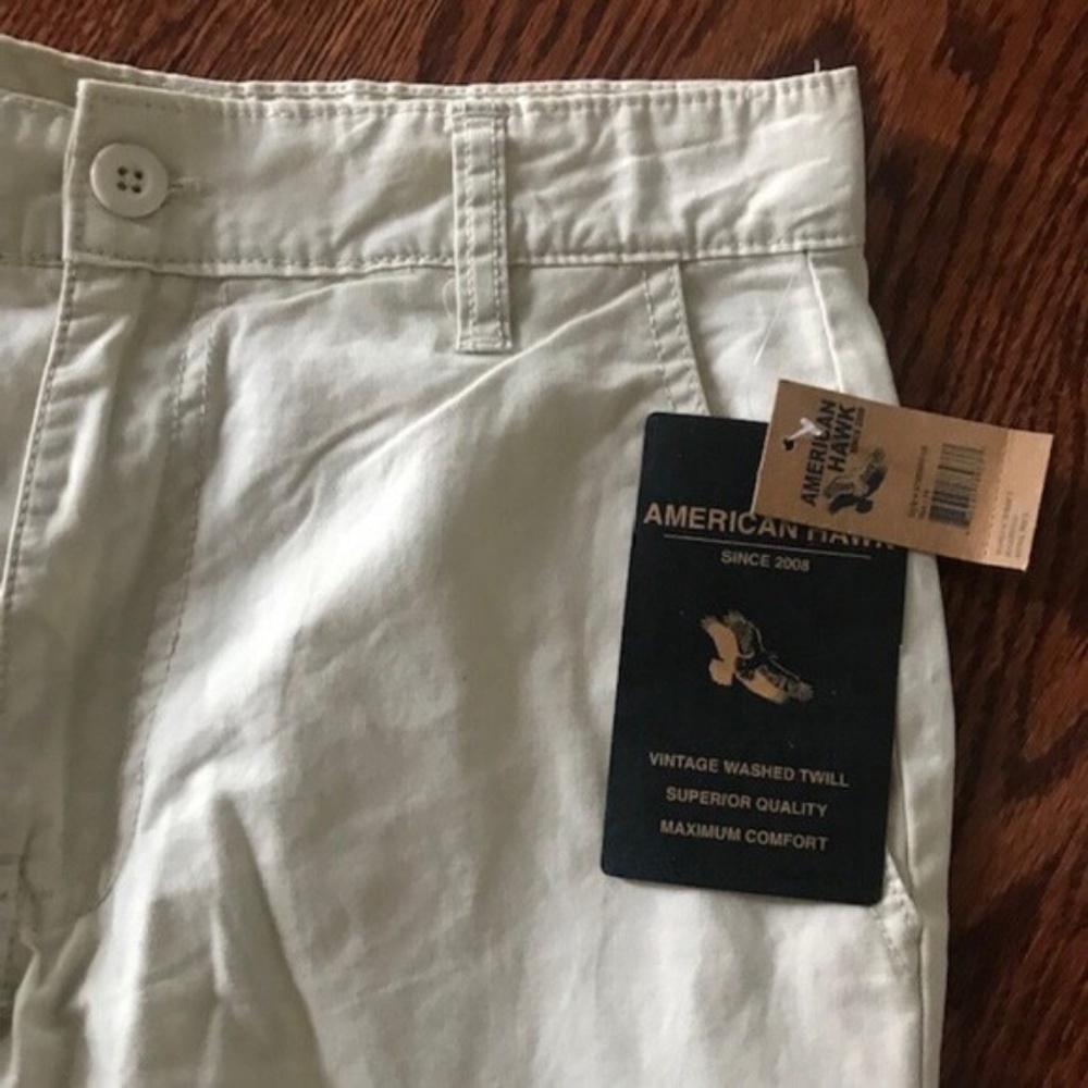 YOUTH KIDS BOY'S AMERICAN HAWK KHAKI VINTAGE WASHED TWILL CARGO SHORTS Sz 14 NWT - Picture 2 of 5